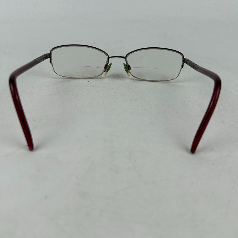 Burberry Eyeglasses B 1157 1003 Size 52-17-135 Silver Maroon Rectangle Frames - Picture 7 of 13
